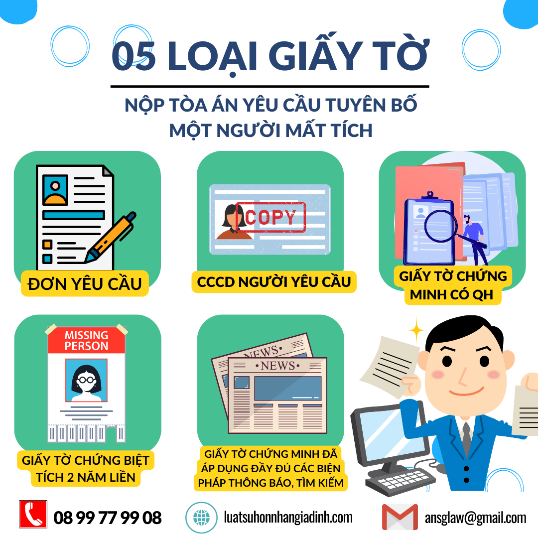 5 loại giấy tờ yêu cầu tòa án tuyên bố một người mất tích